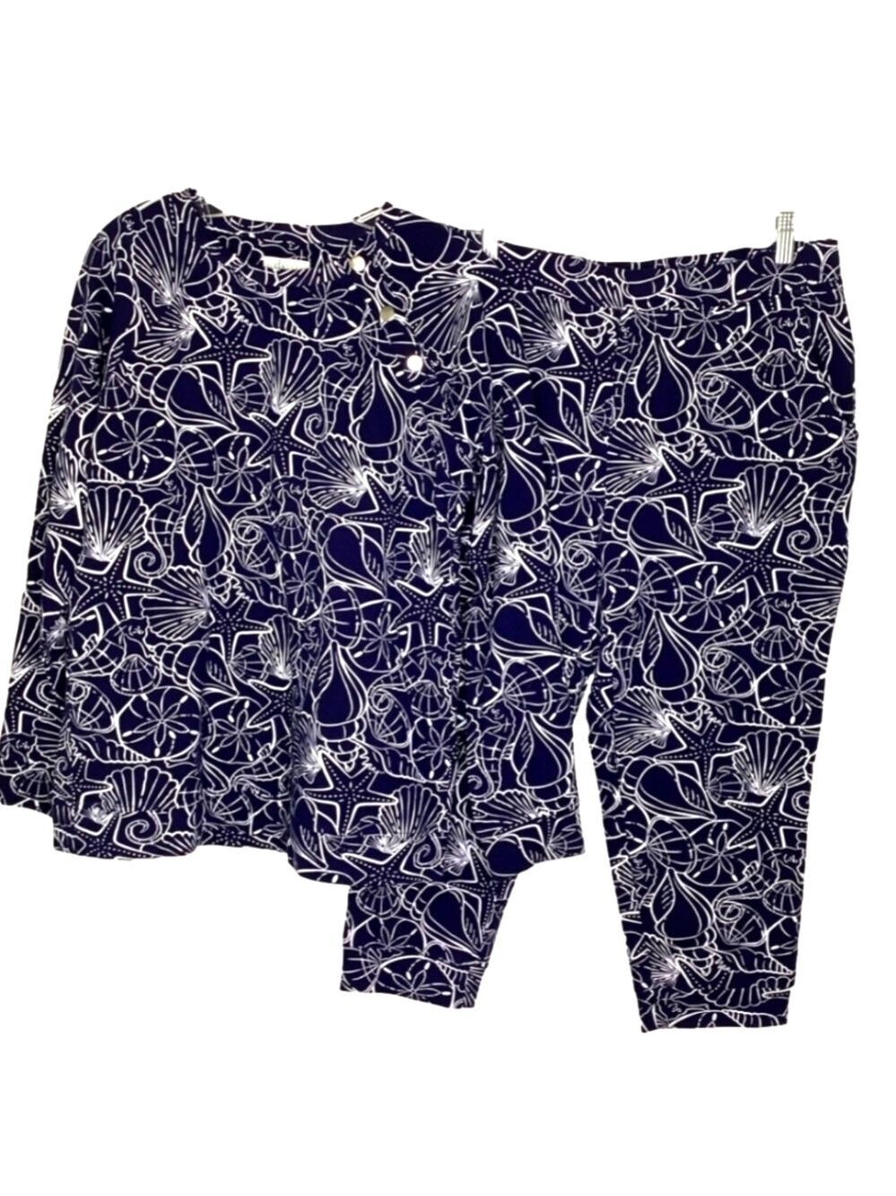 DENIM & CO SIZE M BLUE ACTIVE OUTFIT TOP PANTS SET ACTIVEWEAR BEACH EVERYDAY GUC